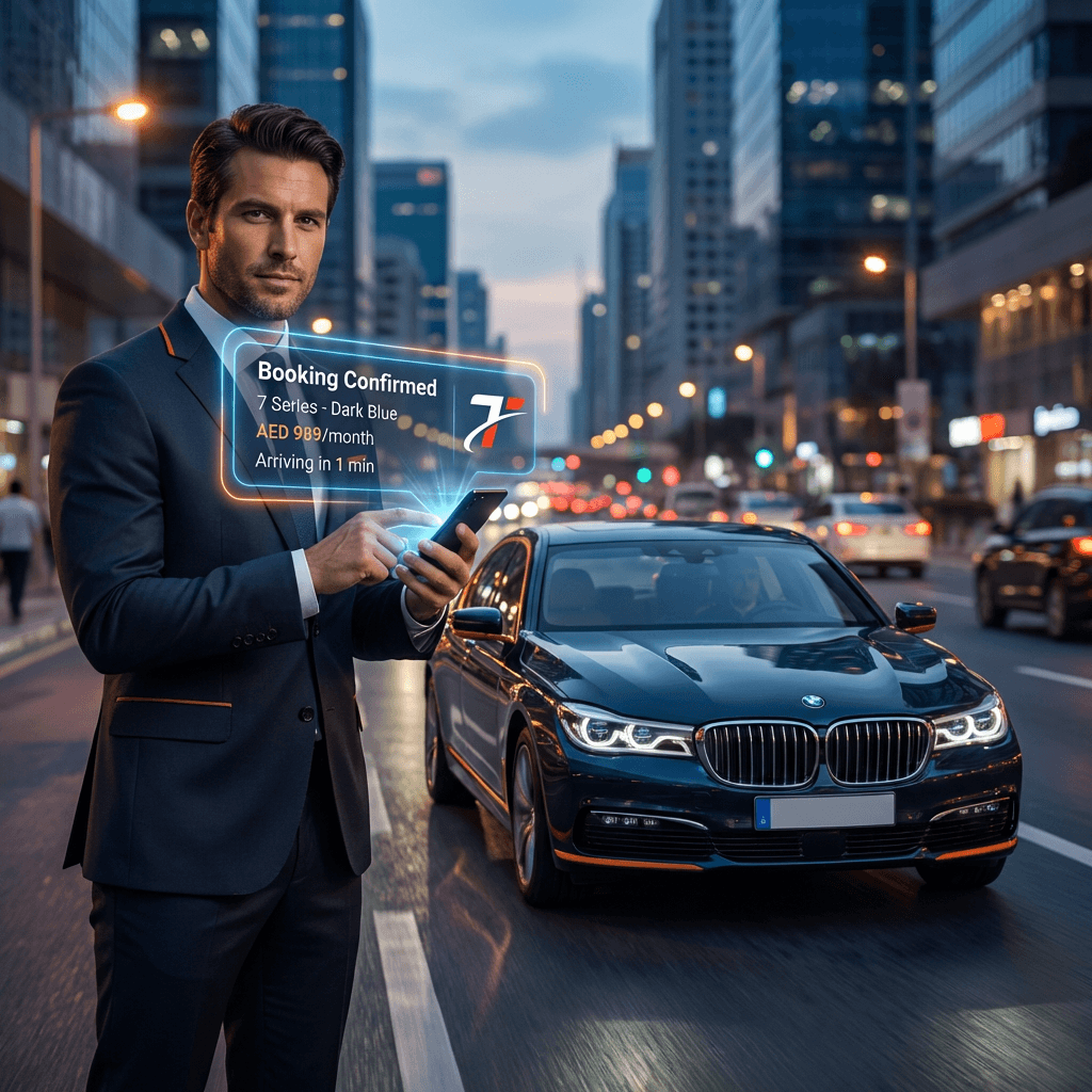 Customer receiving car rental booking confirmation on mobile device