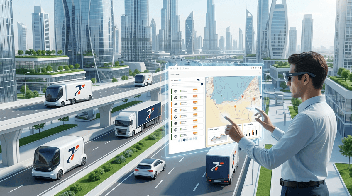 Trasealla fleet management main interface with navigation, fleet overview, and connected mobility controls