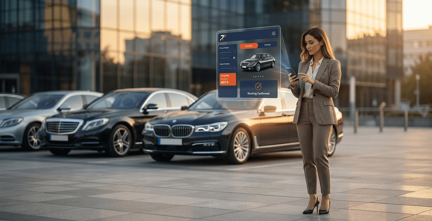 Car rental customer receiving instant booking confirmation with vehicle details and pickup location