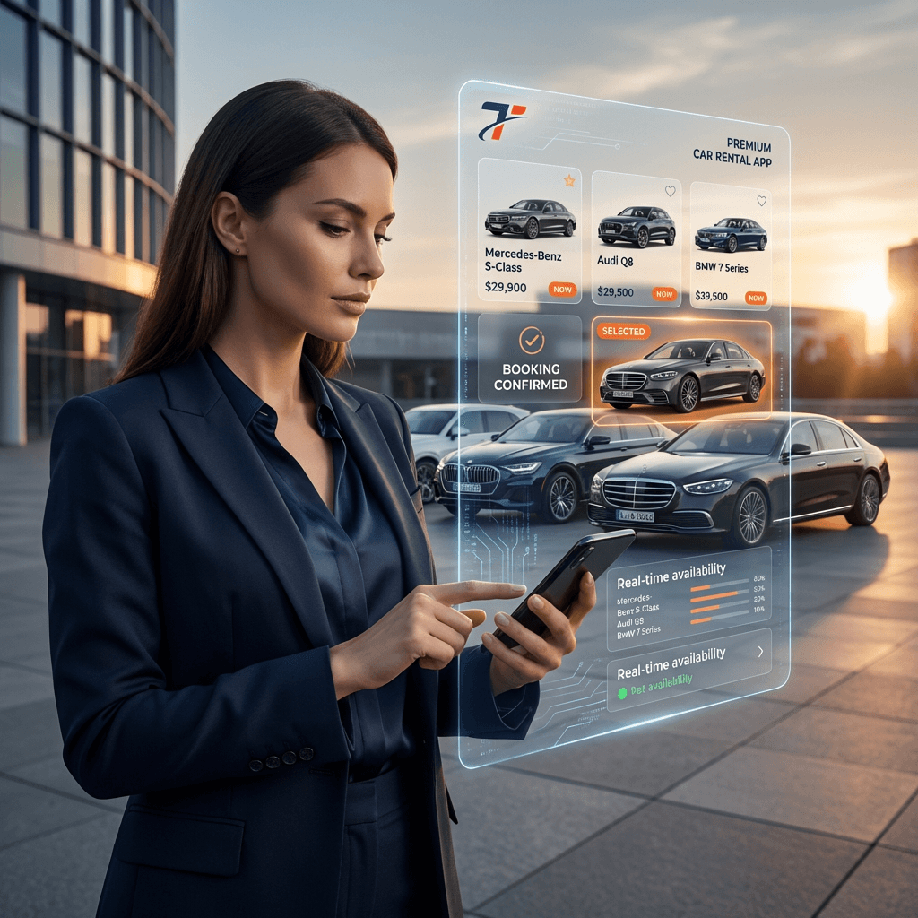 Customer using Trasealla car rental booking platform to reserve a vehicle online with instant confirmation